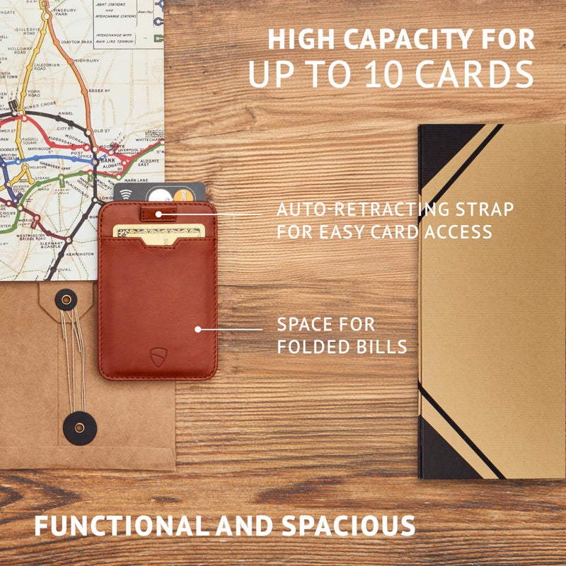 Vaultskin CHELSEA Mens RFID Blocking Slim Leather Card Wallet - Minimalist Front Pocket Cardholder in Cognac - Image 5